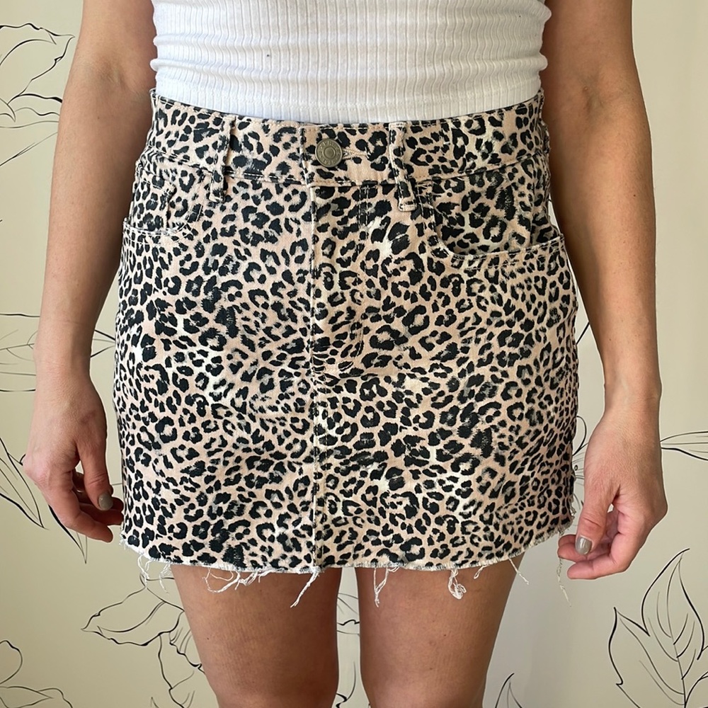 leopard denim skirt